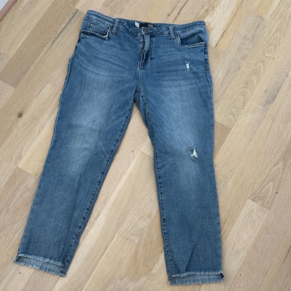 Kut from the Kloth Distressed Ankle Jeans - Blue